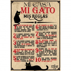 Cartel Mi casa - Mi gato - Mis reglas
