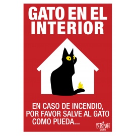 Cartel "Gato en el interior" - Salve al gato