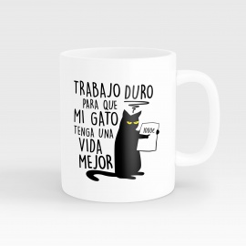 Taza gato "Trabajo duro" - Borinot El Gato