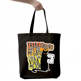 Bolsa Tote Bag gato "Trabajo duro" - Borinot el Gato